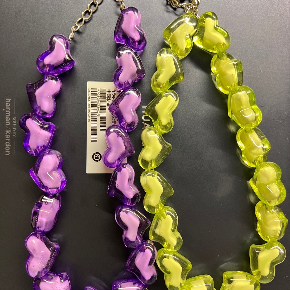 Purple and green necklaces